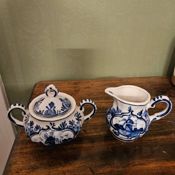 Delft Blue Sugar and creamer set - Picture 1 of 3